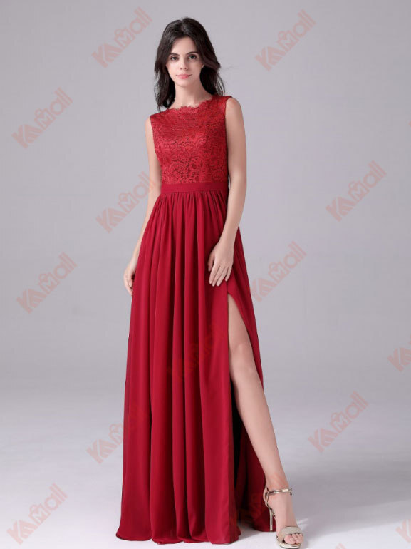 brick red sexy formal evening dress